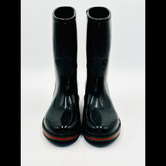 Gucci Web Accent Black Rubber Boots Men - Picture 7 of 13